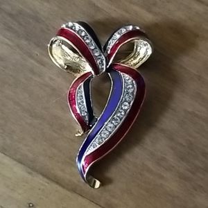 Crystal/Enamel Patriotic Ribbon Pin